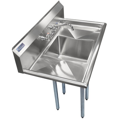 Free Standing Stainless Steel Commercial Kitchen Prep & Utility Sink with 2 Drainboards
