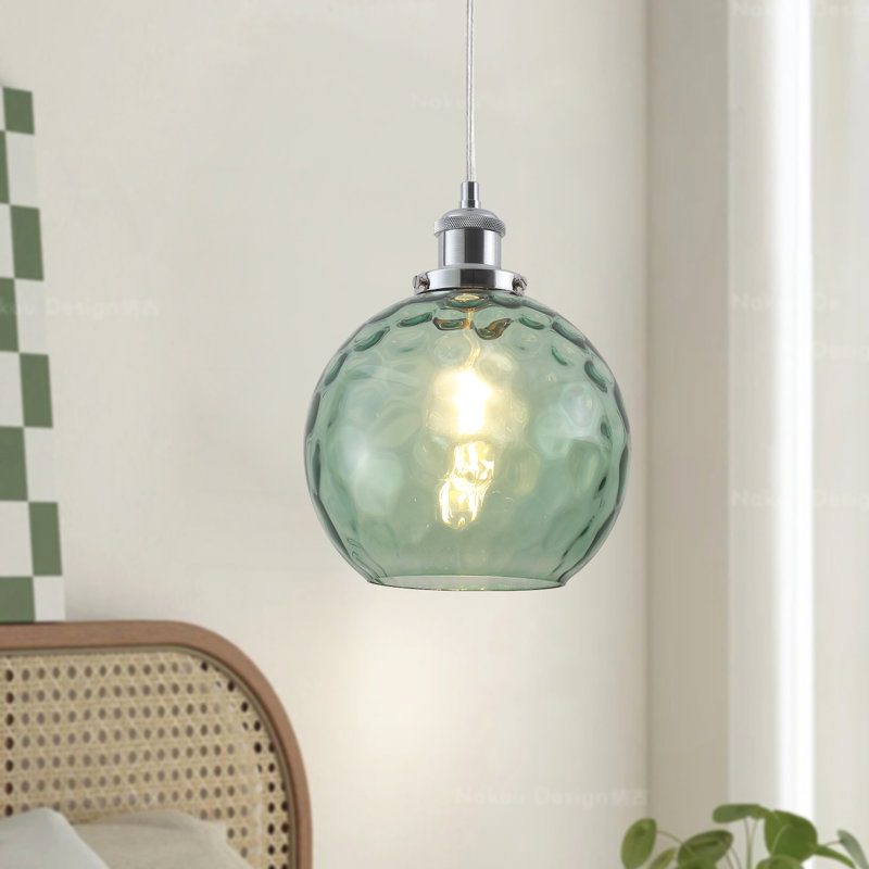 Luminaire suspendu simple en chrome à 1 lumière, Vert