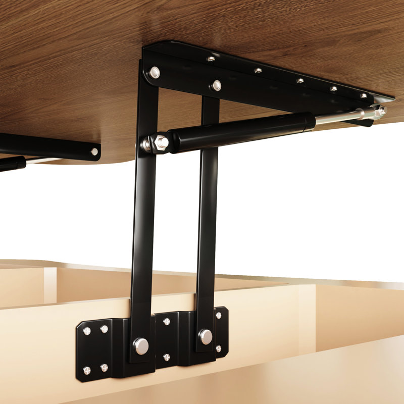 Table basse de 107 cm (42 pouces), double fonction salon et salle à manger, levage hydraulique fluide, installation en 5 étapes, table brune avec plateau relevable, panneau cannelé et rangement dissimulé, coins arrondis à 360°, silencieux, 107 cm (42 pouces) de long x 69 cm (27 pouces) de large, idéale