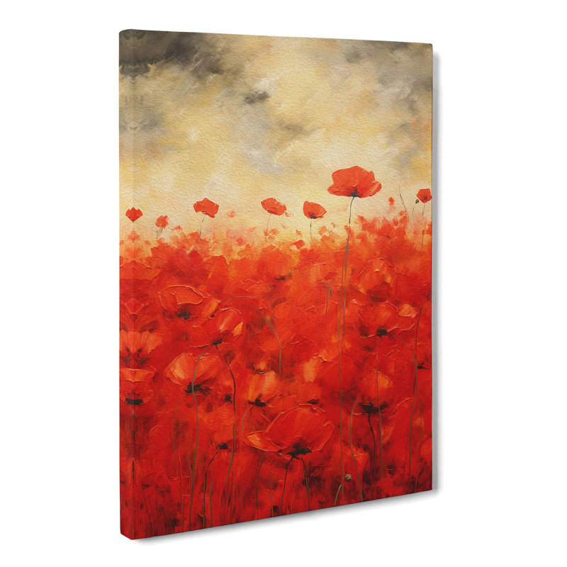 Poppy Field Gestural No.2 - Wrapped Canvas, 60cm H x 40cm W x 3cm D