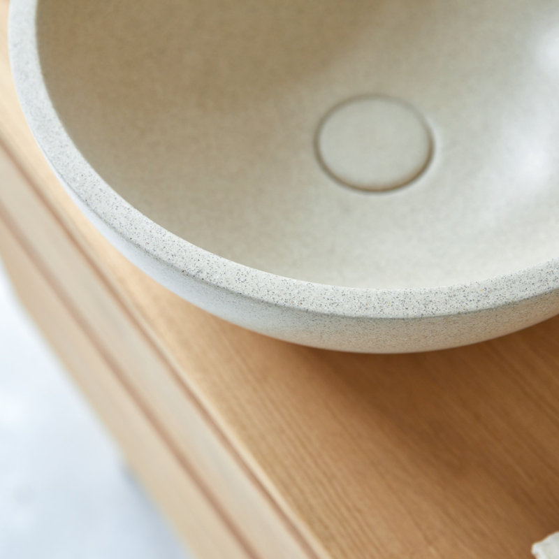 Micha Round Cream Terrazzo Bathroom Sink, Cream