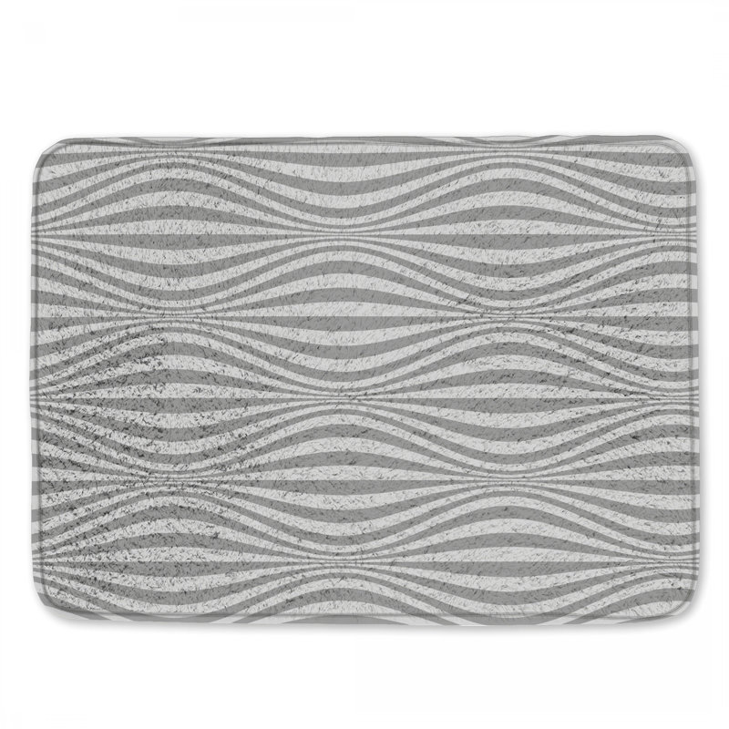 Grey Wavy Stripes Bath Mat, 24in W x 17in L