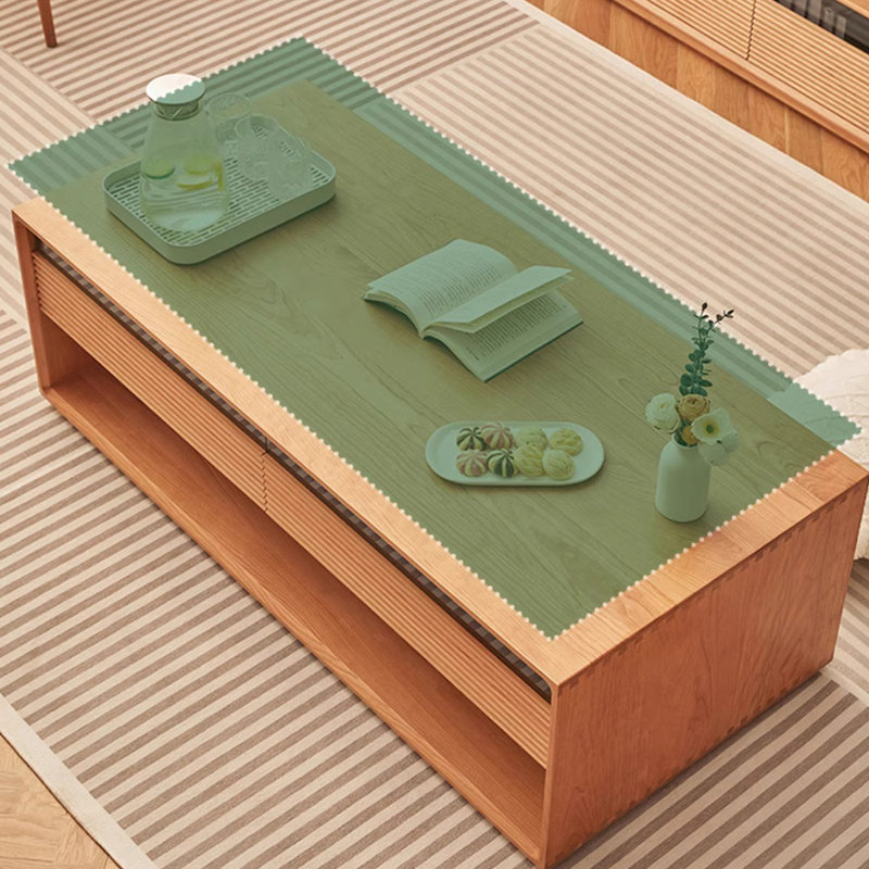 Simple solid wood glass coffee table