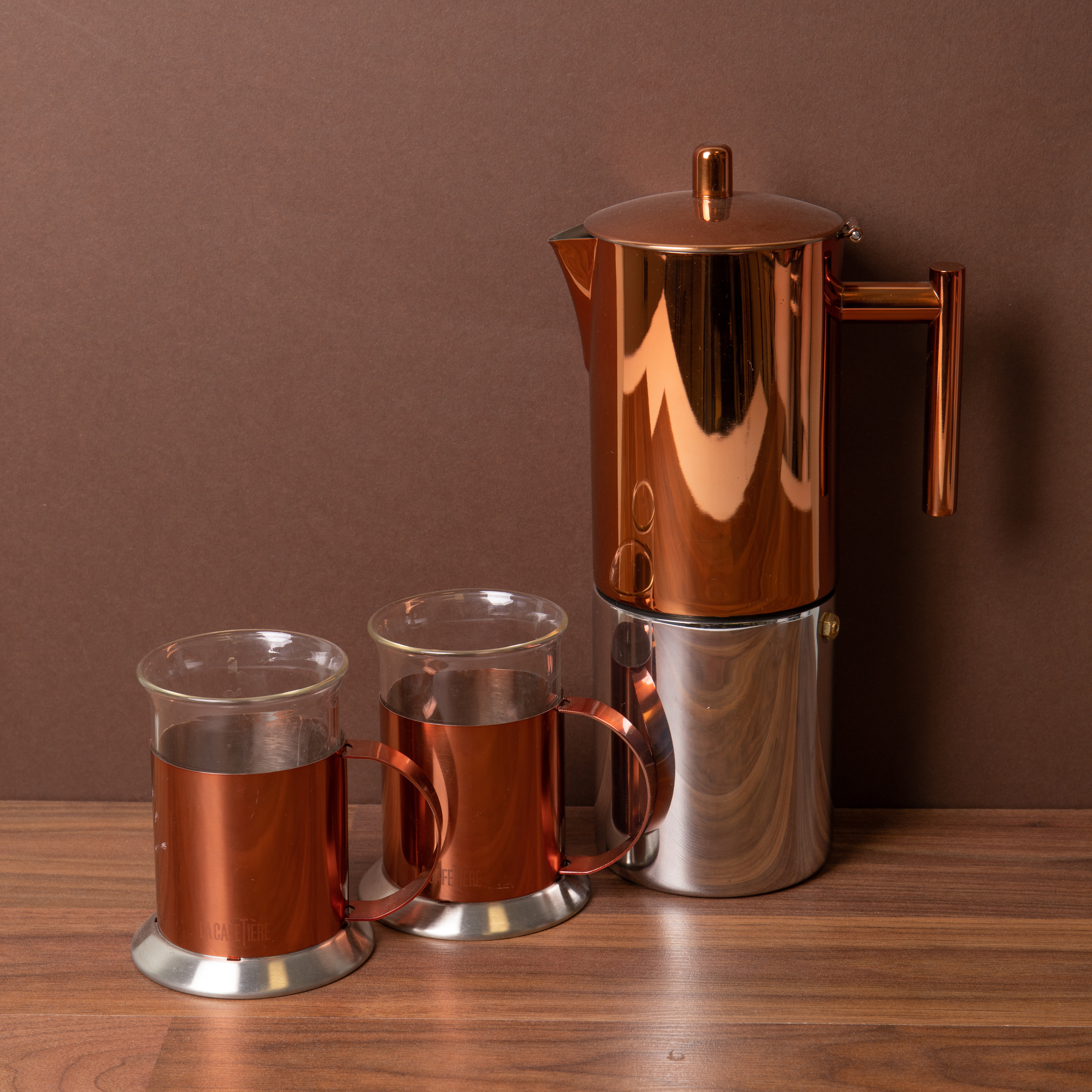 La Cafetière 3pc Espresso Set including 10-Cup Copper Espresso