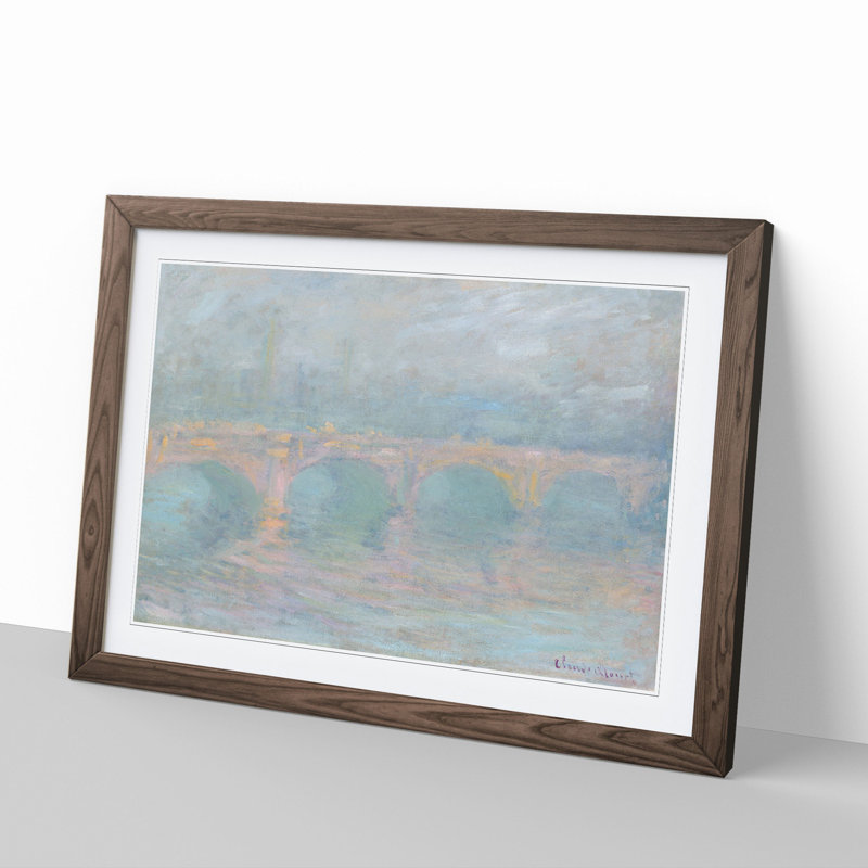 Waterloo Bridge in London Vol.2 by Claude Monet - Picture Frame Painting, 36cm H x 48cm W x 2cm D, Walnut