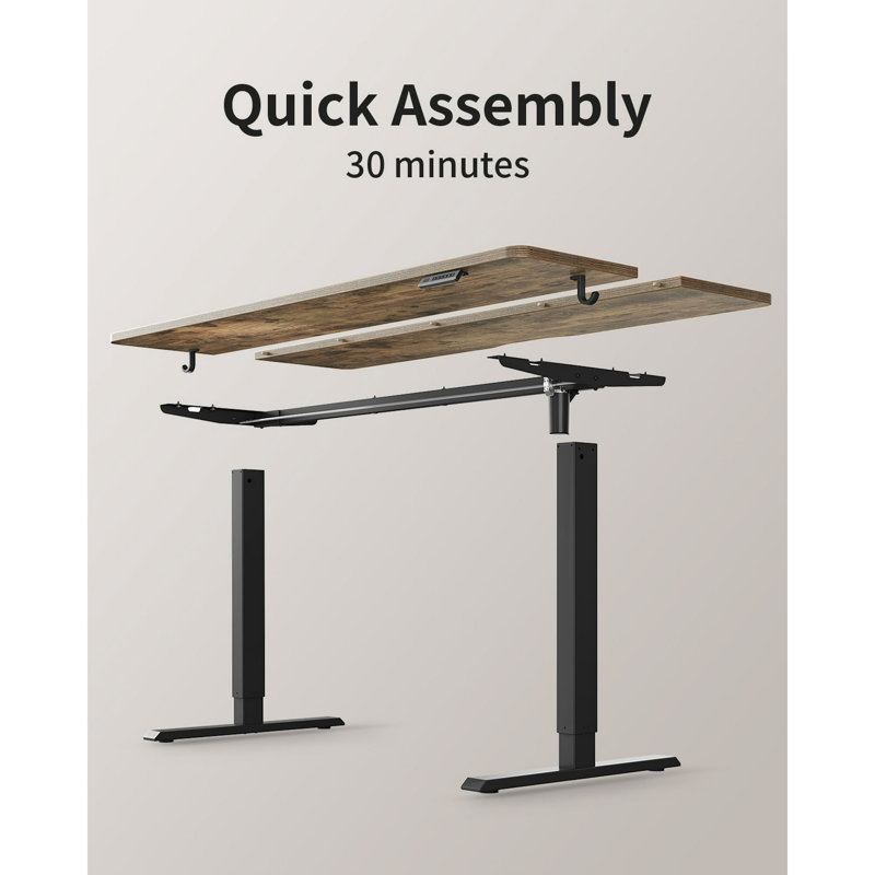 Bureau électrique debout, bureau assis-debout à hauteur ajustable, L 48 po x P 24 po, Brun / Noir