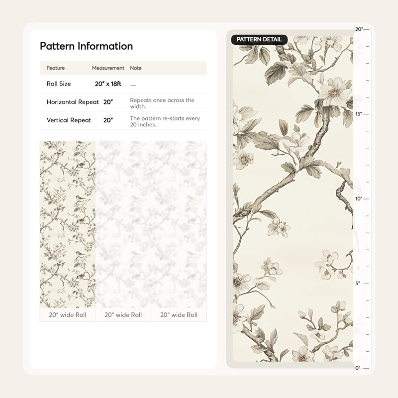 Élégant papier peint floral chinois