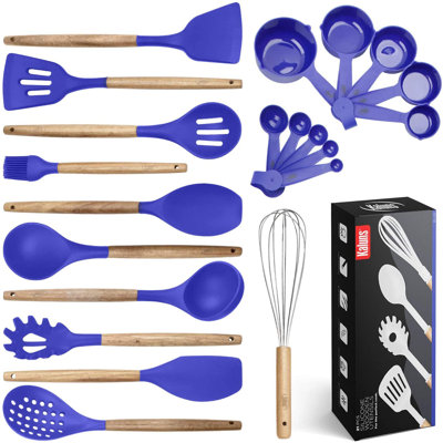 Kaluns 21-Piece Silicone Kitchen Utensils Set – Premium Non-Stick Cooking Tools with Wooden Handles, Heat Resistant up to 446°F