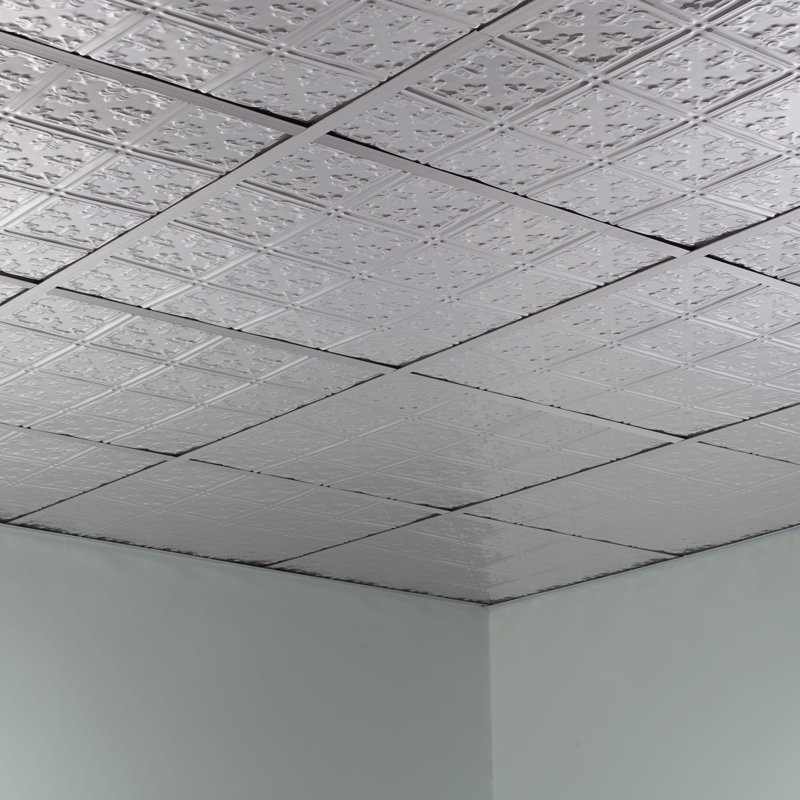 Panneau de plafond décoratif décoratif en vinyle 10 pi 2 pi x 2 pi FASÄDE, Aluminium brossé