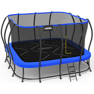 14x14 FT Square Trampoline for Kids & Adults, Outdoor Heavy Duty Yard Trampoline, 750LBS Capacity Gymnastics Trampoline, Patented No-Gap Design Anti-Wobble