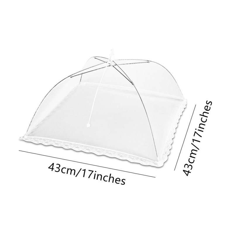 17 Inches - Mesh Food Cover Tent Umbrella,  6 Pack Food Domes, Food Covers Mesh Pop Up Nets For Outdoors, Screen Tents, Parties Picnics, Bbqs, Reusable And Collapsible (White)