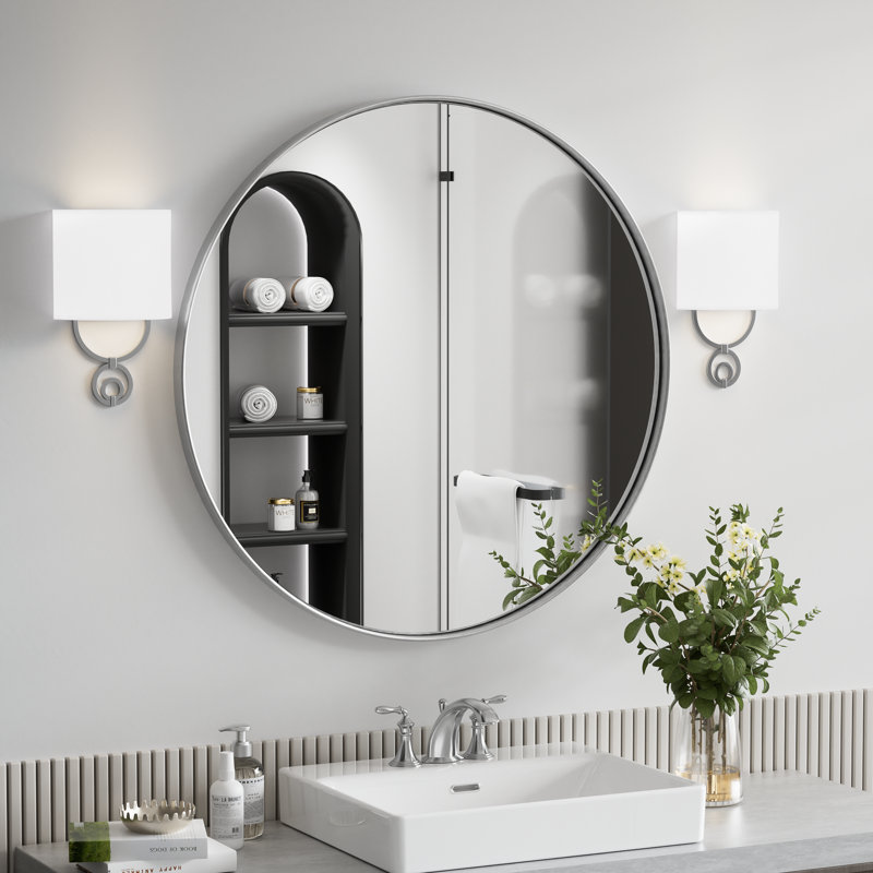 Miroir de salle de bain Morena, Argent argent, 36" x 36"