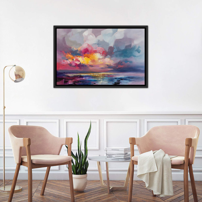 « deplacement » par scott naismith-reproduction d’art, Toile avec cadre noir, H 26 po x l 40 po x 1,5 po