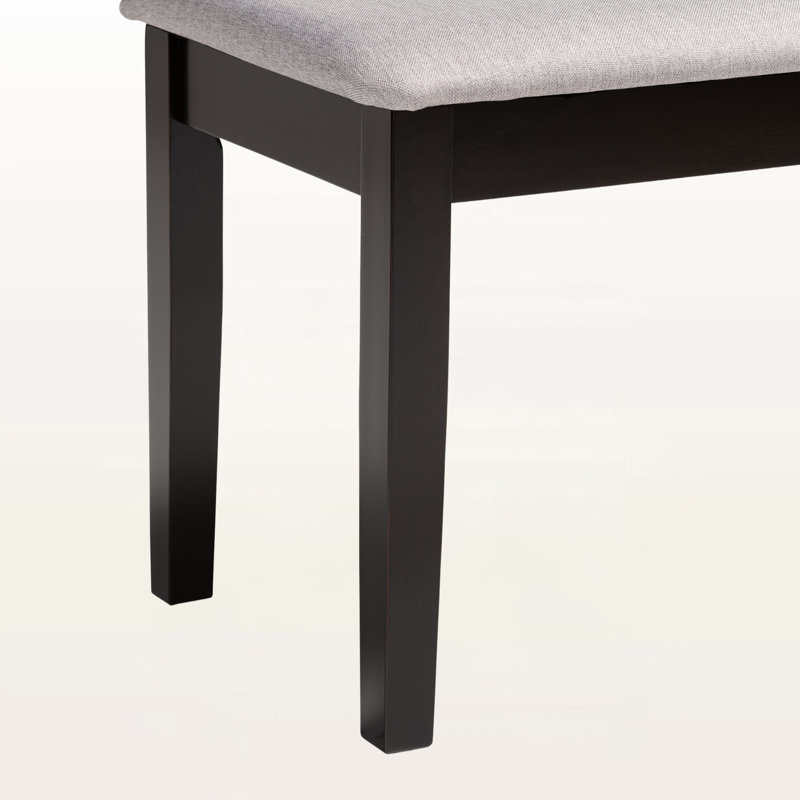 Exalt Dining Bench with Gray Fabric Upholstery & Dark Brown Finish, 18.62" H X 47.61" W X 15.9" D