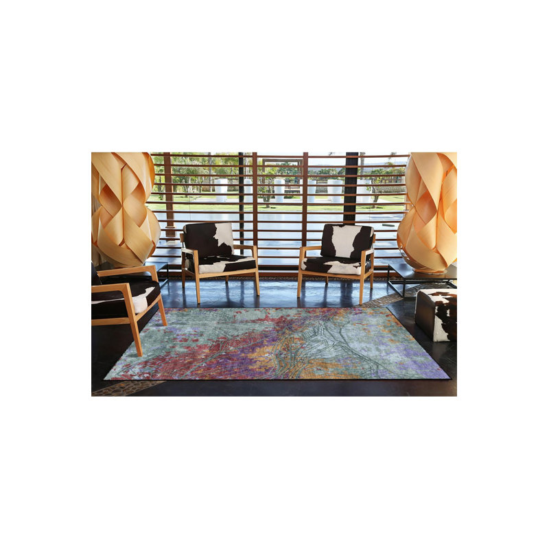 Tapis tissé rayé à motif pastel et lavable, Rectangle 3 pi 3 po x 4 pi 11 po