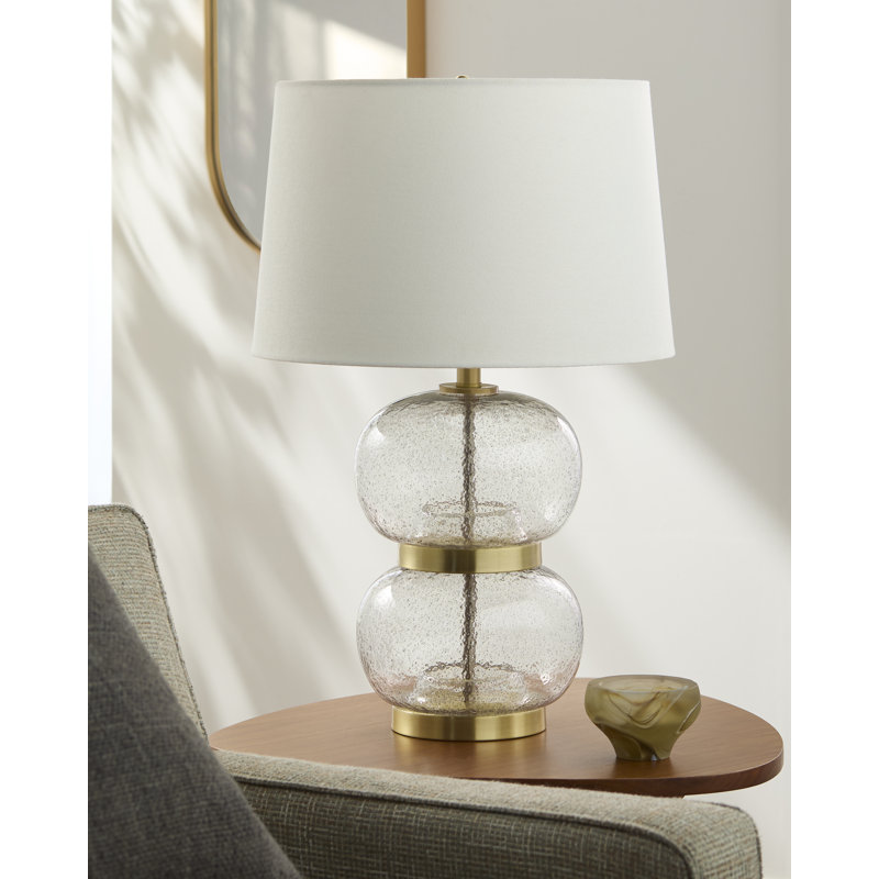 Lampe de table en verre 26,75 "H, Blanc