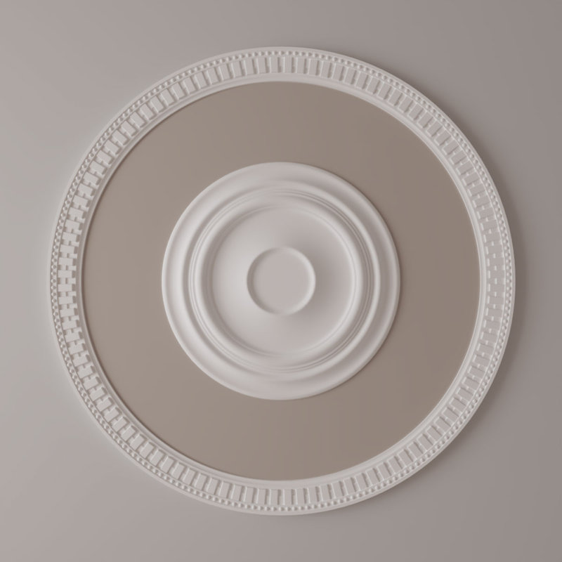 Ekena Millwork 47" Primed Dentil and Bead Decorative Ceiling Ring