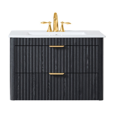 24'' Wall-Mounted Single Bathroom Vanity with Ceramic Sink Top