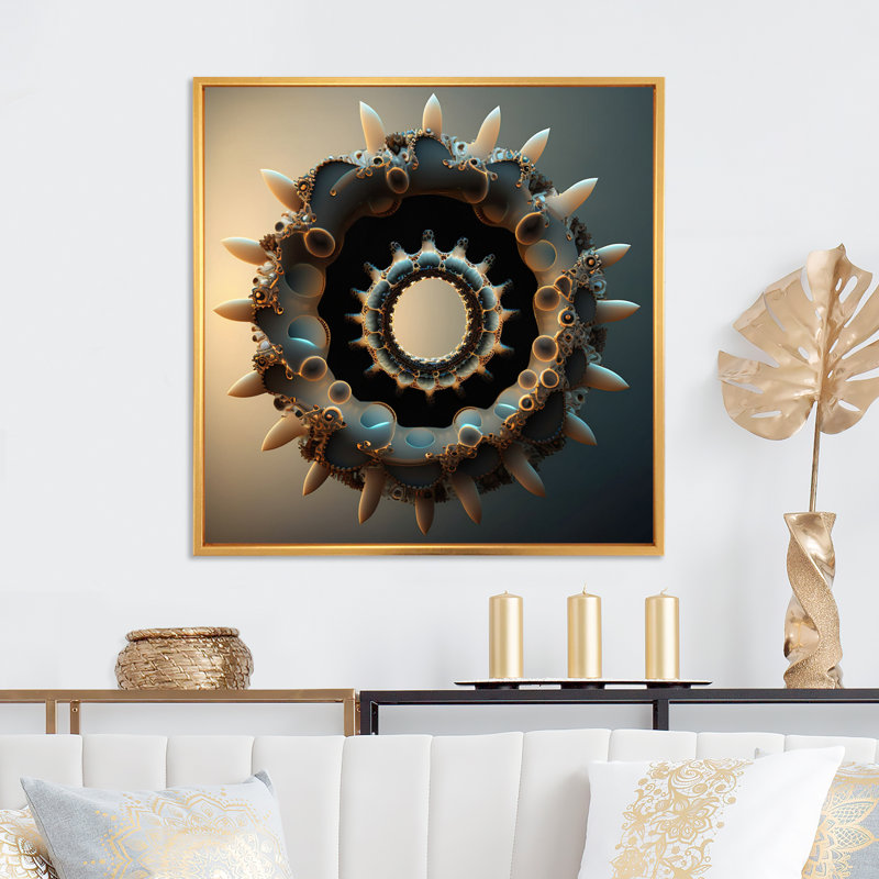 3D Fractal UniverseI sur impression sur toile, H 30 po x l 30 po x P 1 po, Cadre flottant doré