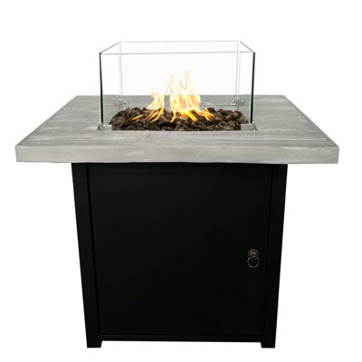 Propane Fire Pit Table With Reinforced Concrete - 40,000 , Modern, Black/Gray, 30.06X30.06X24.01 In, Outdoor Modern 40000 Heat, Black+Gray, 30X30x24 Garden & Use