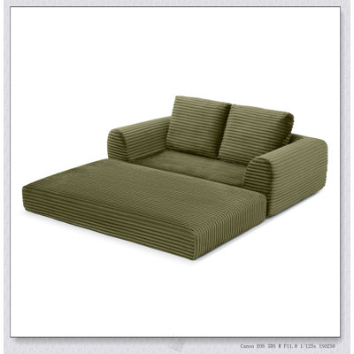 2-In-1 Folding Convertible Sofa Bed, Modern Corduroy Sleeper Couch With 2 Pillows, Futon Modular Upholstered Boneless Loveseat With Pull-Out Bed, Folding Floor Modular Couch For Living Room