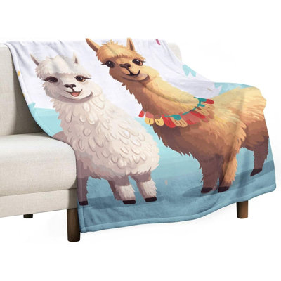 Couverture Llama Alpaca pour la maison, jeté lavable pour le voyage, couvertures chaudes et légères pour le camping, couvertures douces pour femmes, couvertures respirantes 60 po x 80 po