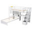Twin Over Loft Bed In White With Built-In Desk And Storage Space Including Desk, Shelf Staircase Setup-287379762