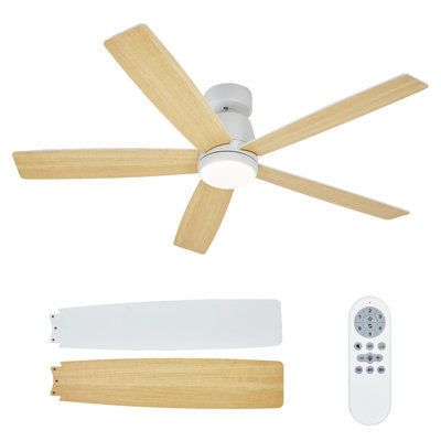 Ventilateur de plafond 52 po avec lumière et télécommande, moteur à courant continu 3 couleurs à DEL moderne et silencieux pour chambre à coucher, salon, salle à manger, noir mat écoénergétique