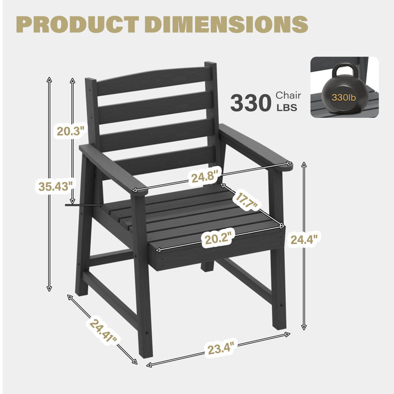 Chaise de salle à manger unique pour l'extérieur, adaptée à plusieurs cas de figure, Noir