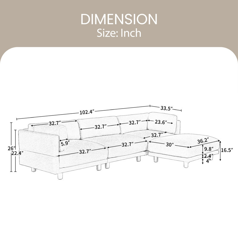 Canapé modulaire CLAE, Mélange de polyester beige
