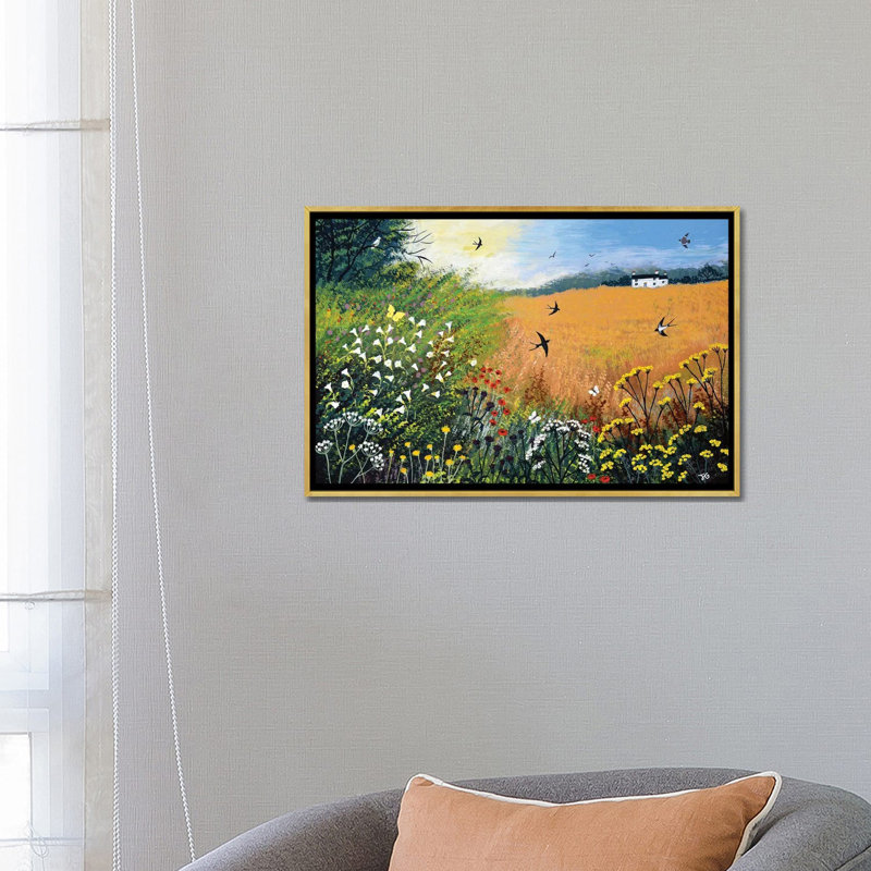 "Moisson avale" par Jo Grundy, reproduction d’art, H 18 po x l 26 po x P 1,5 po, Toile encadrée d'or, Pas de tapis