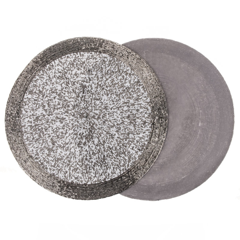 Danbury Glass Patchwork Round, Antique Silver/White