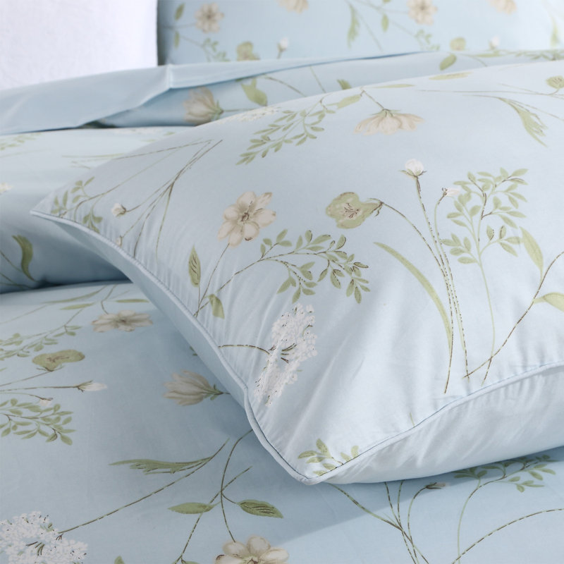 Ensemble de housse de couette 3 pièces 800 TC (sans noyau), ensemble de literie bleu aquarelle, doux et respirant, comprenant 1 housse de couette et 2 taies d'oreiller, convient à la maison, toutes saisons