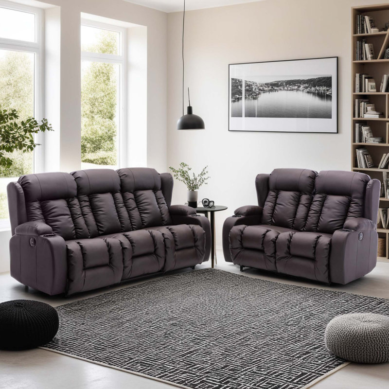 Electric Reclining Living Room Sets, Brown