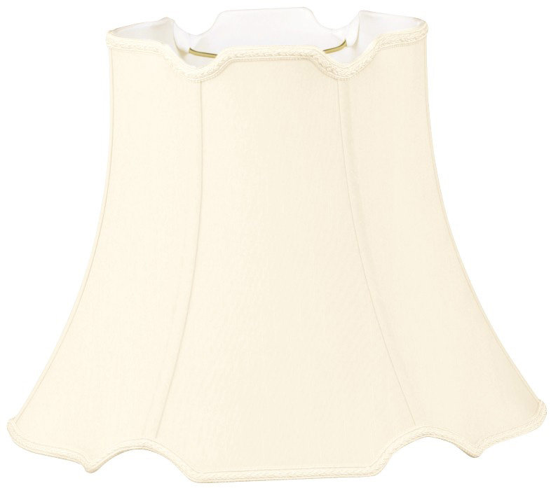 Abat-jour cloche en soie / shantung (araignée), Blanc, H 13,25 po x l 18 po x P 18 po