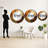 Bronze Brilliance Symetry - Abstract Shapes Decorative Mirror, Brown Round Wall Mirror, Printed Metal Art-99620986