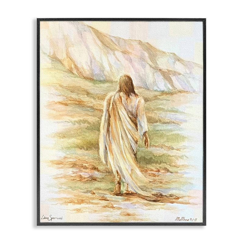 «Forty Days Jesus Walking», art de la giclée encadrée, design par Linda Sperruche, H 14 po x l 11 po, Noir