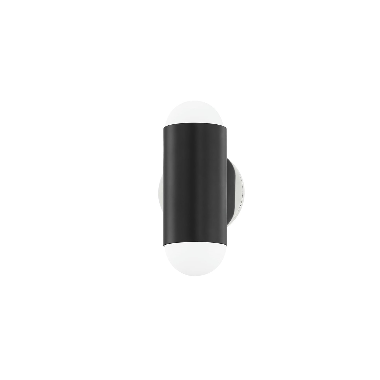 Kira 2 Light Wall Sconce, Polished Nickel/Soft Black