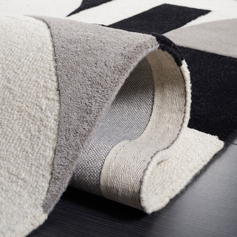 Felipe Handmade Wool Gray/Black/White Rug, Rectangle 2' x 3'