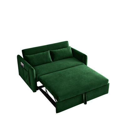 Leiyla Modern 55" Convertible Sofa Bed with Detachable Arm Pockets by Mercer41