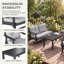 Ensemble de conversation de patio 4 pièces en PEHD, canapé deux places + 2 fauteuils individuels avec accoudoirs amovibles et table basse d'appoint, mobilier d'extérieur moderne résistant aux intempéries avec coussins-8594405-8594426