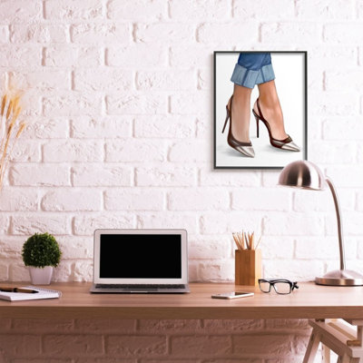 Women's Fashion Heels Cuffed Blue Denim Detail by Ziwei Li - Painting