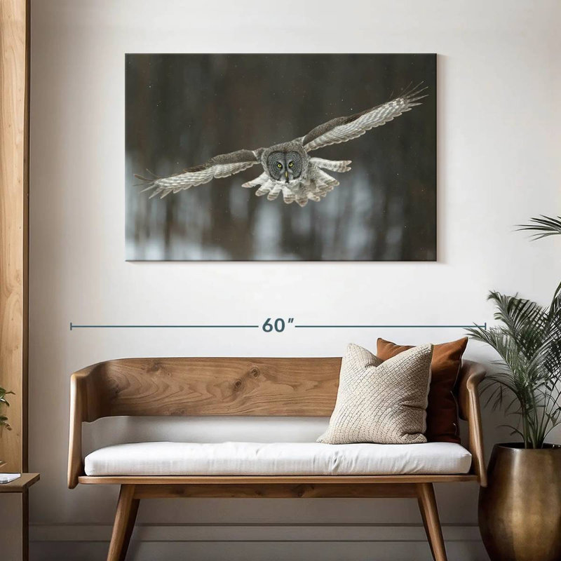 Brampt Flying Great Gray Owl, 30" H x 45" W