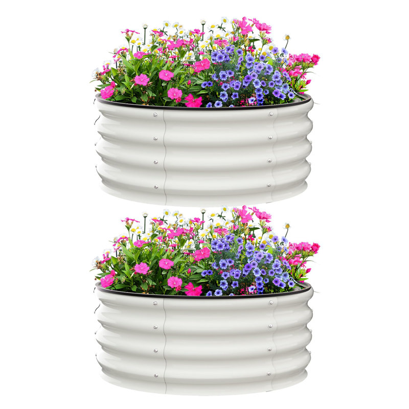 Metal Raised Garden Bed, 30cm H x 60cm W x 60cm D, White
