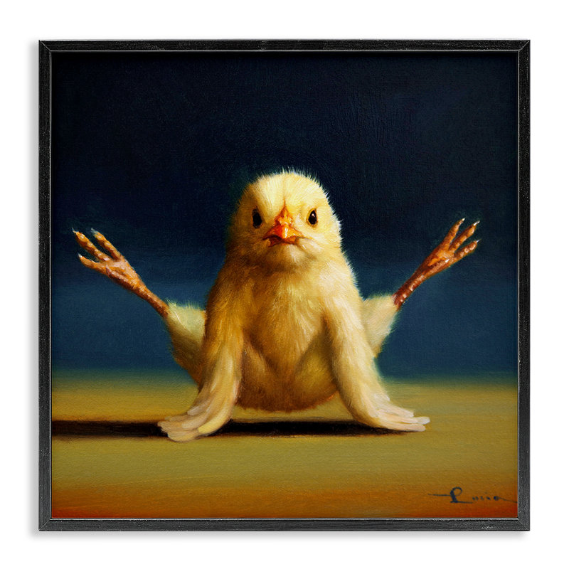 Yoga Chicks Firefly Pose, peinture de ferme, Giclée encadrée noir minuit, H 17 po x l 17 po
