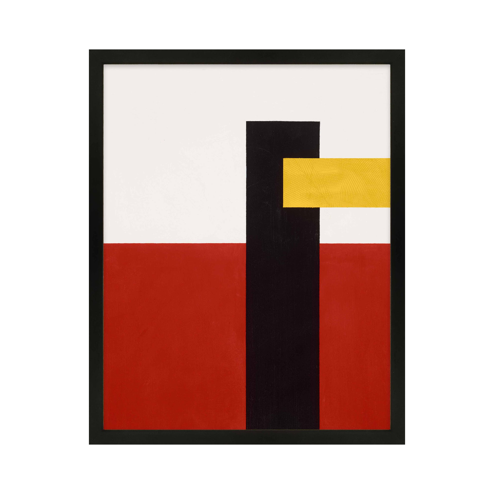 Composition With Yellow 4 by Robert Kamnatnik, 38" H x 30" W x 1.25" D, Black Framed Paper