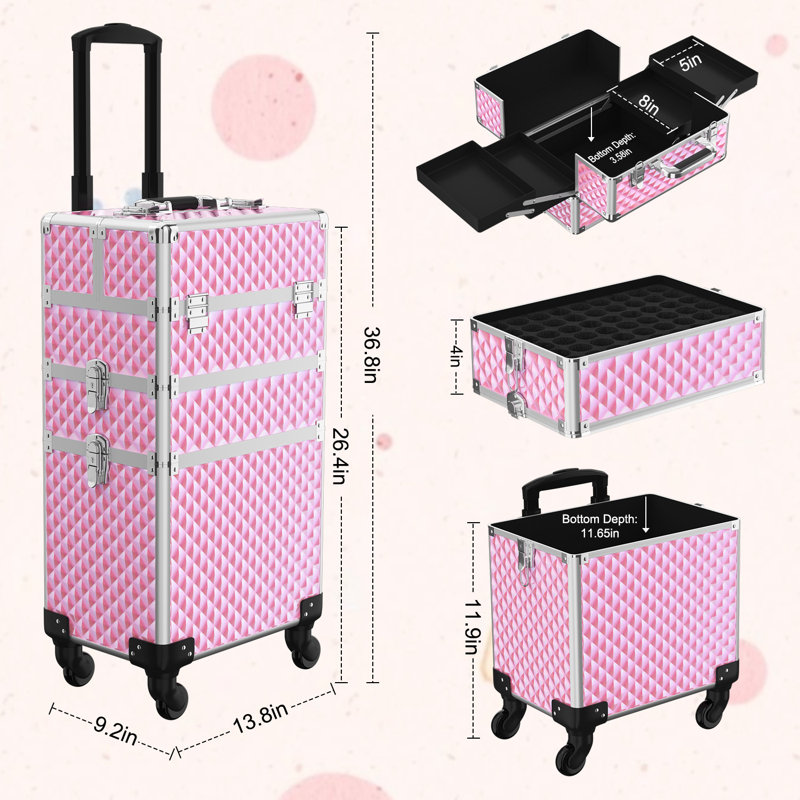 Coffre de voyage 3 en 1 3 pièces, Rose