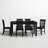 7 Piece Modern Dining Table Set Consist of a Rectangle Wooden Table with Butterfly Leaf and 6 Dining Chairs, Black-1610798166