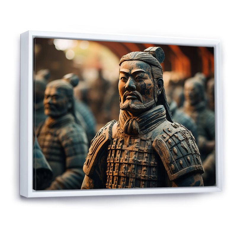 China Terracotta Warriors III - impression, H 34 po x l 44 po x P 1,5 po, Cadre flottant blanc