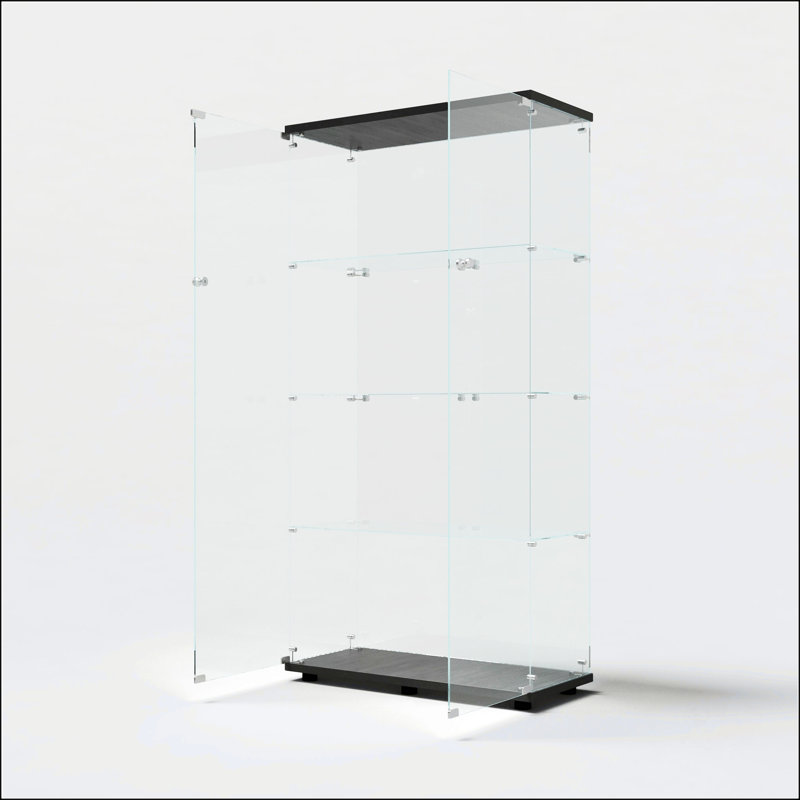 Vitrine en verre trempé avec lumières à changement de couleur, serrures de porte et pieds réglables pour une utilisation polyvalente dans n'importe quelle pièce